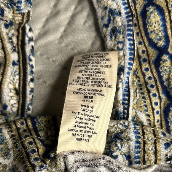 Free People Mock Neck Printed Top | Navy & Beige | Stretchy - Picture 6 of 12